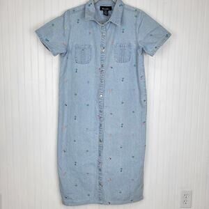 VTG Denim & Co floral snap front dress size Medium
